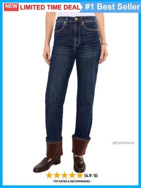 Liverpool High-Rise Kennedy Straight Jeans Velvet Cuff